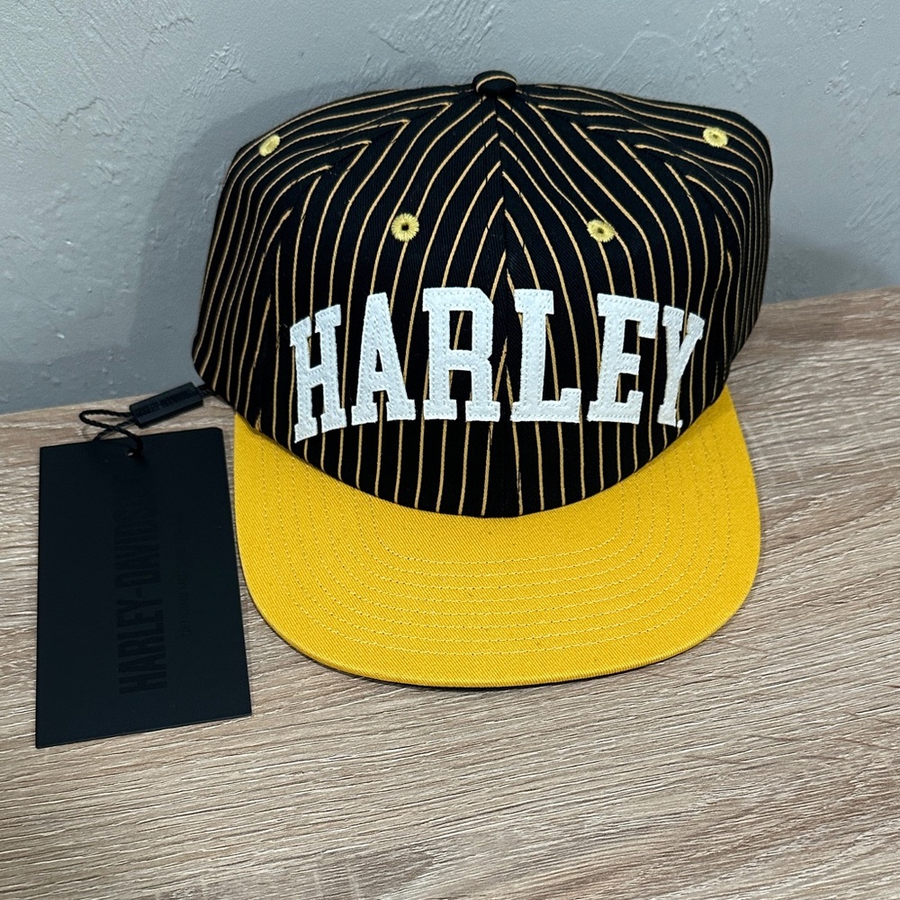 Harley-Davidson Black and Gold Striped Cap